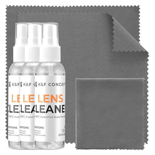 K&F CONCEPT Cleaner Spray Kit,with Microfiber Cloth X3,Glasses Cleaner X3