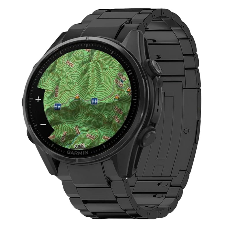 Tool Free Titanium QuickFit Metal Band for Fenix 8 47mm 51mm/Epix Pro Gen 2, 22mm 26mm No Gap Strap for Tactix/Instinct/Forerunner, Lightweight Skin-Friendly Durable for Running Outdoor Sports black