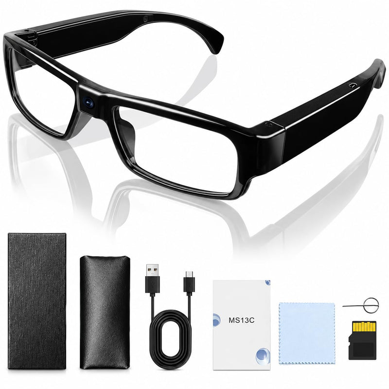 Camera Glasses – 1080P HD Video Recording Smart Glasses with Audio, Wearable POV Camera for Men Women, Hands-Free Recording for Sports Vlogging Outdoor, (32GB SD Card Included) 32 GB