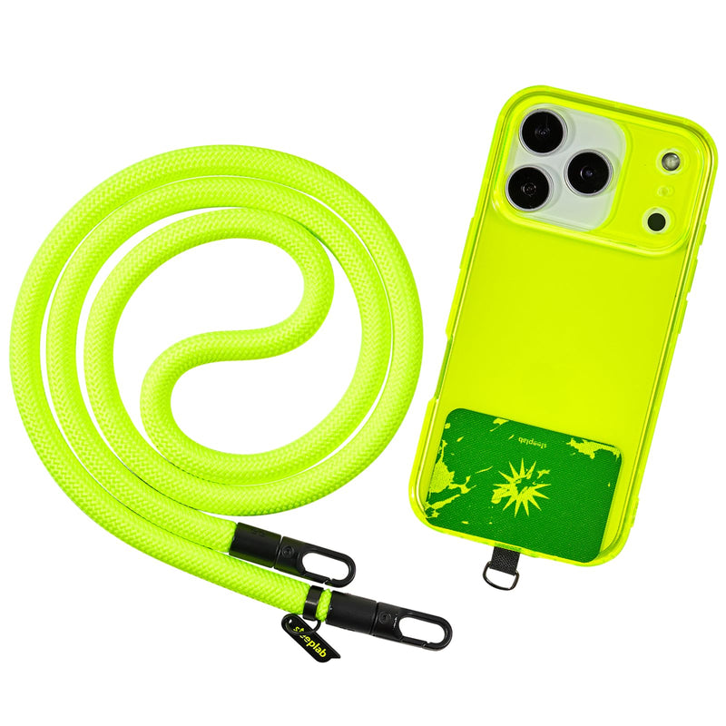 SteepLab Highlighter Case + Freehand Crossbody Lanyard Bundle for iPhone 17 Pro - Hands-Free Carry with Bold Color Protection - Neon Noise
