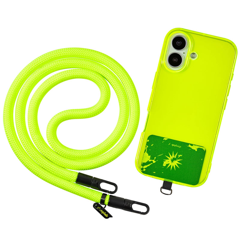 SteepLab Highlighter Case + Freehand Crossbody Lanyard Bundle for iPhone 17 - Hands-Free Carry with Bold Color Protection - Neon Noise