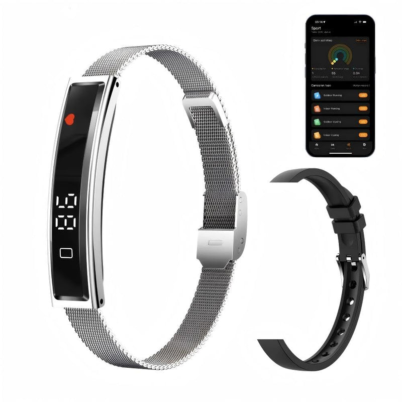Health Smart Bracelet,Fitness Tracker with Heart Rate, Sleep Monitoring, Blood Oxygen, Step Counting for iOS and Android, No Subscription Fee, Waterproof(Silver)