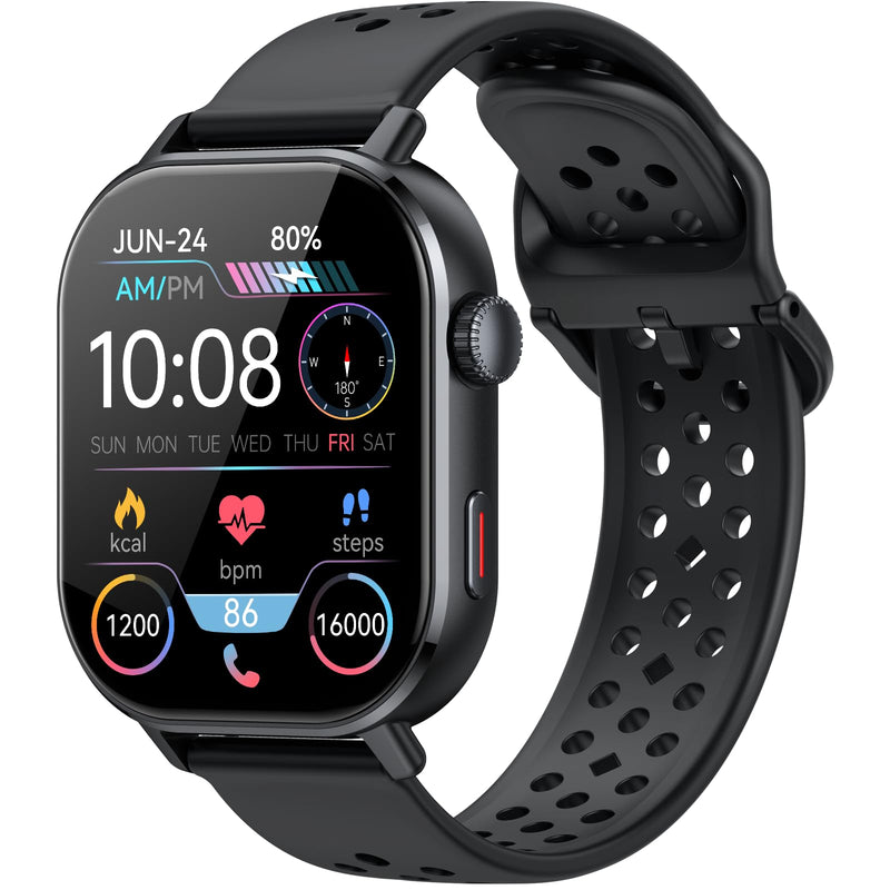 Smart Watch for Men GPS, 2.06"HD AMOLED Military Multisport Fitness Tracker with Bluetooth Call/Compass/Barometer/Altitude 5ATM Water-Resistance Heart Rate/Sleep Monitor, Outdoor for Android iOS Black