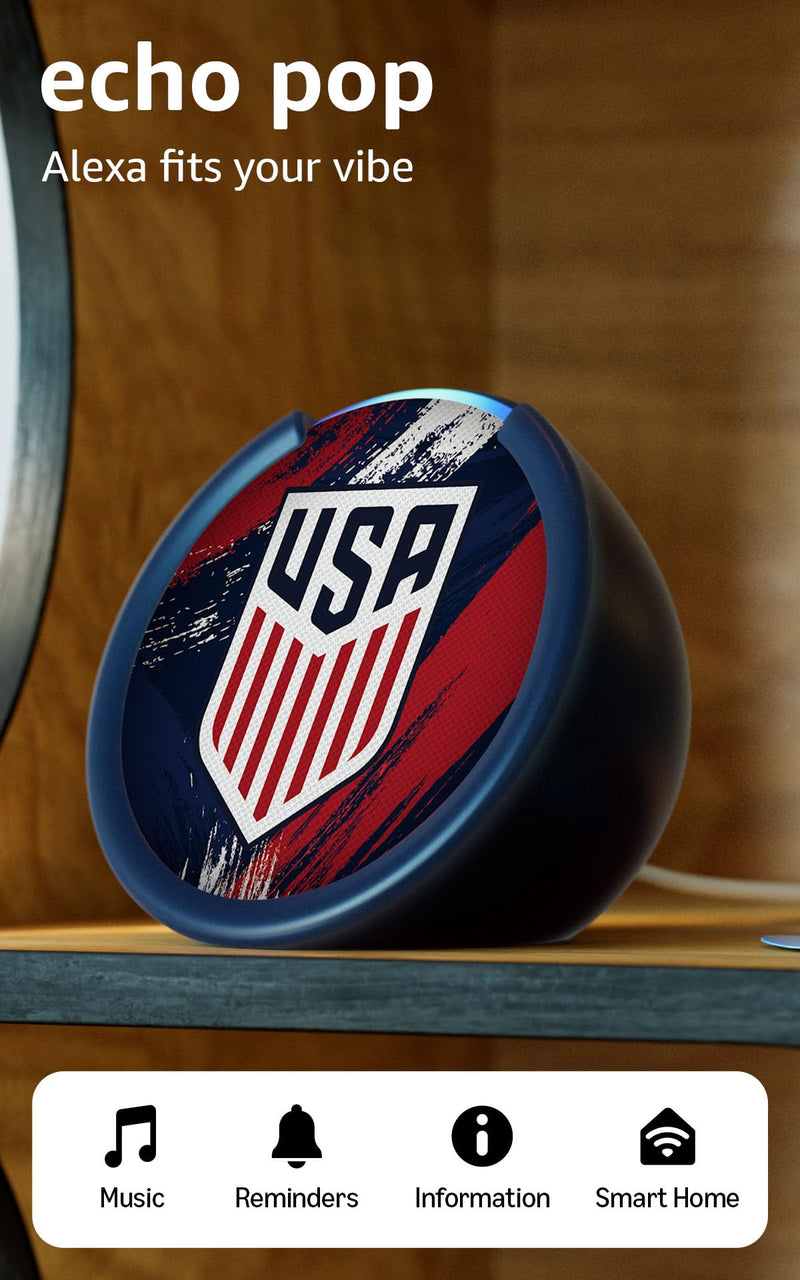 Amazon Echo Pop (newest model) | Officially Licensed U.S. Soccer Limited-Edition (Blue) U.S. (Blue)