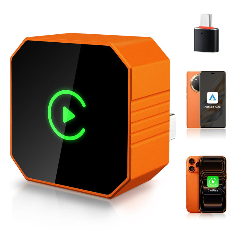 Wireless CarPlay Adapter 2-in-1 | 2026 Upgraded, Apple iPhone iOS 10+ & Android 11+, USB/Type-C Port, Plug & Play, Fast Auto-Reconnect & Stable No-Latency