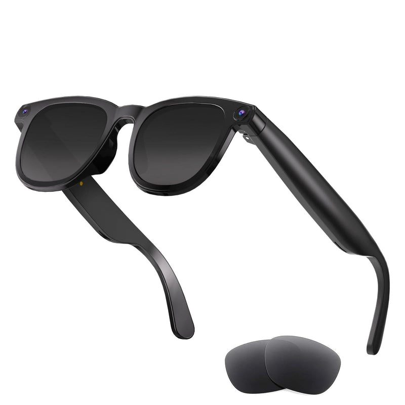 AI Smart Glasses with Camera, 8MP HD Camera Glasses for Men, Women, AI Recording Glasses with Voice Assistant, Open-Ear Audio, Real-Time Translation, Video Recording Sunglasses for Life & Travel