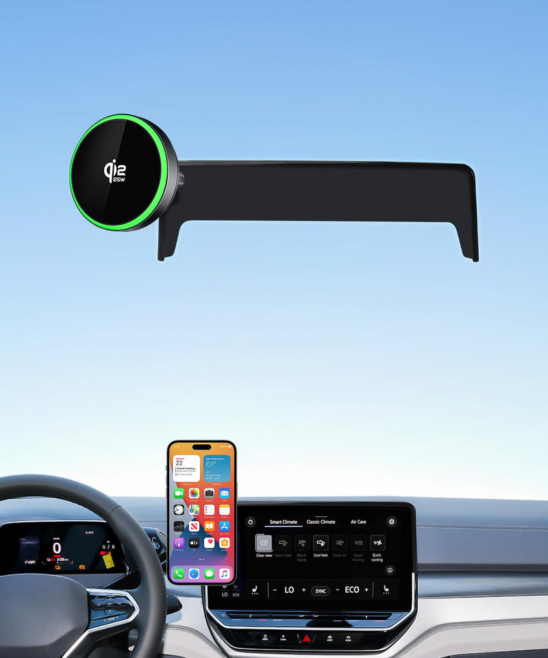 Qi2.2 25W Wireless Charger Car Phone Mount for Volkswagen ID.4 2021-2024 | VW ID4 2021-2024,12" Screen, Magsafe Accessories Fast Charging Magnetic Cell Phone Holder Clip Compatible with iPhone Android