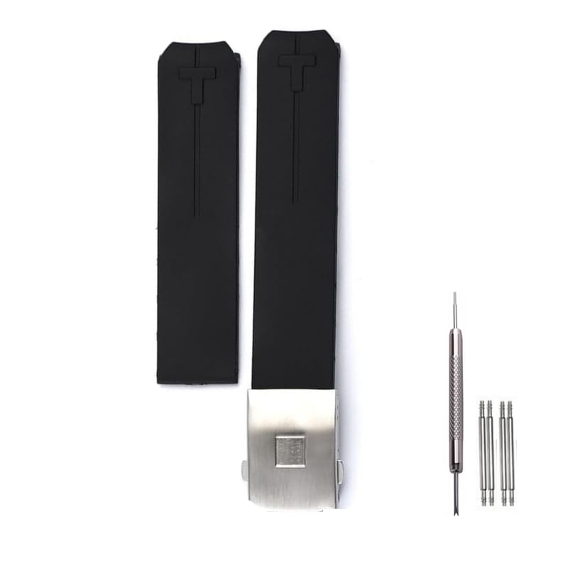 Black Silicone Watch Band Compatible with Tissot T-Touch T013 T047-20mm Rubber Watch Strap for T091 T013420A with Stainless Steel Buckle