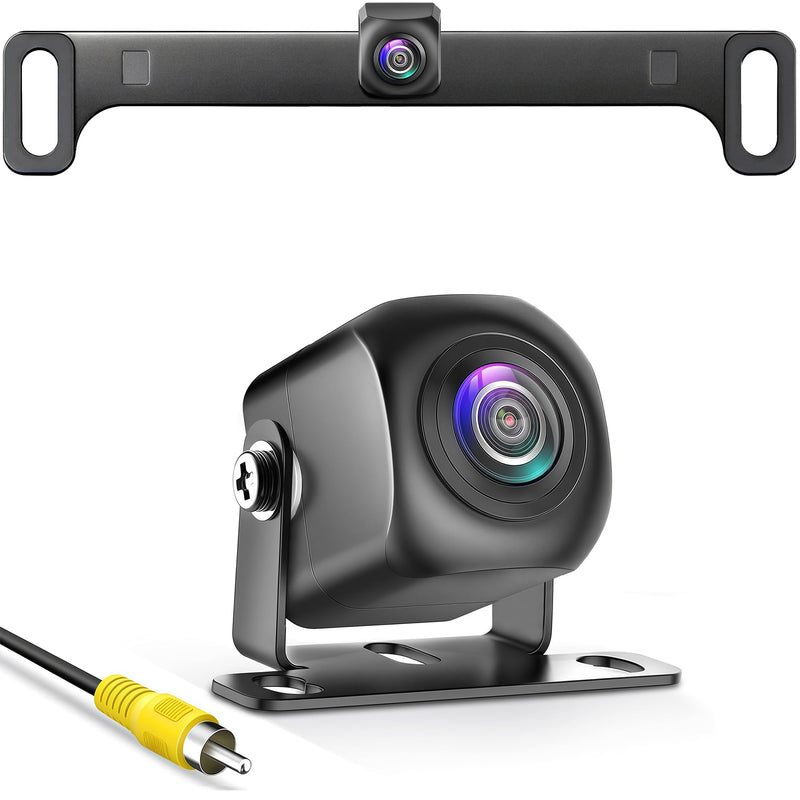 PixelMan Backup Camera, AHD 1080P Reverse Camera | Stainless Steel License Plate Back Up Camera, IP69 Waterproof Night Vision Universal Mini Rear View Camera for Cars,Trucks