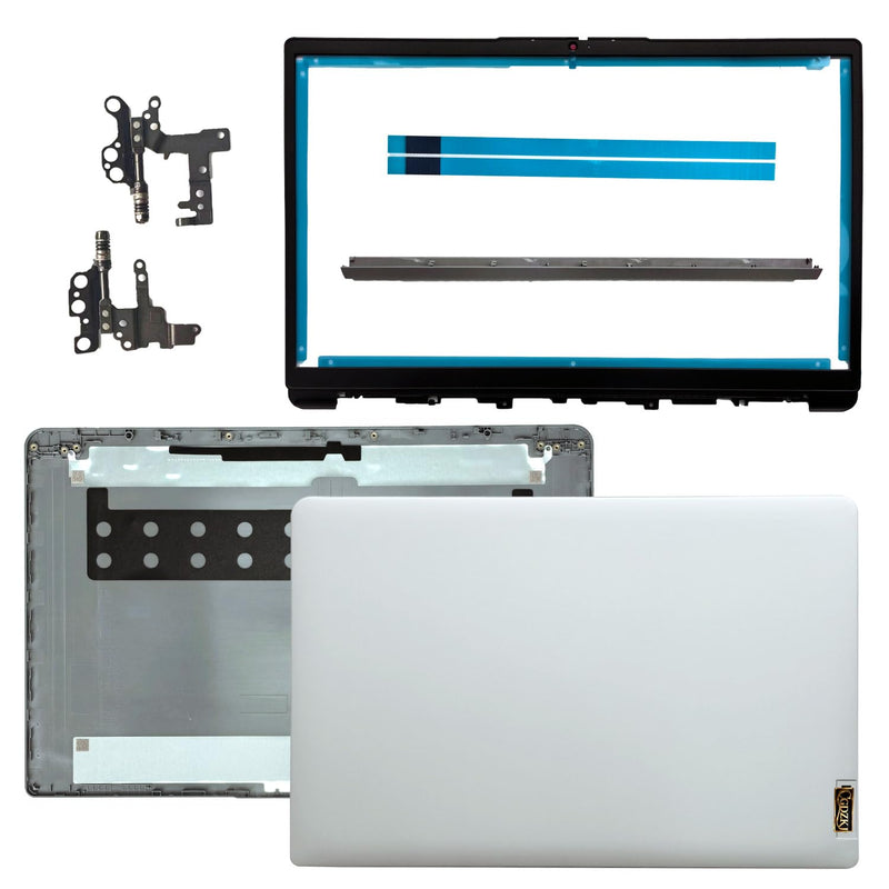 Replacement LCD Back Cover Kit for Lenovo Ideapad 1-15ADA7 | Ideapad 1 15AMN7, Top Lid with Bezel, Hinges and Hinge Cap, 5CB1F36621, 5CB1M48453, Grey Plastic Laptop Cover