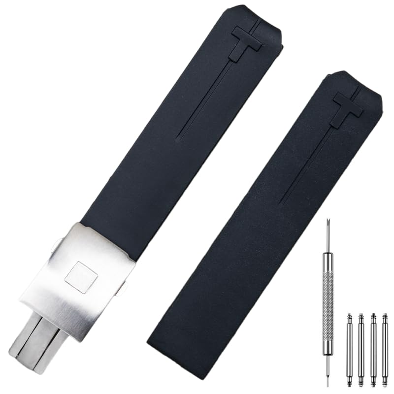 20mm Silicone Watch Band Compatible with Tissot T-Touch T091 T013420A-20mm Rubber Watch Strap for T013 T047 with Stainless Steel Buckle