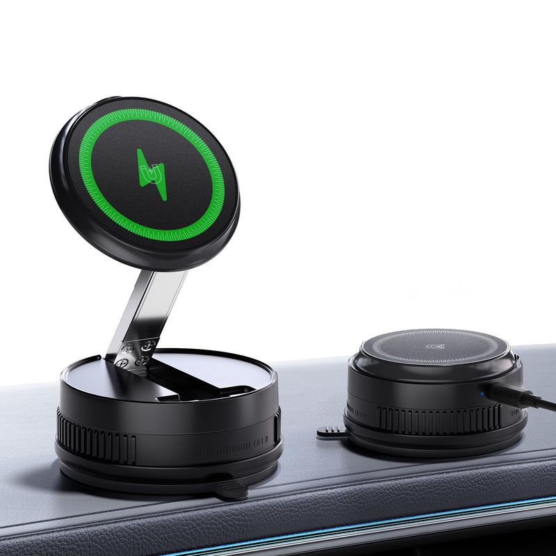 2026 Upgraded 15W MagSafe Car Mount Charger,Magnetic Wireless Car Charger,360° Rotatable Strong Hold Car Phone Mount with Vacuum Suction Cup & Nano Adhesive Base for iPhone 17 16 15 14 13 12,Samsung
