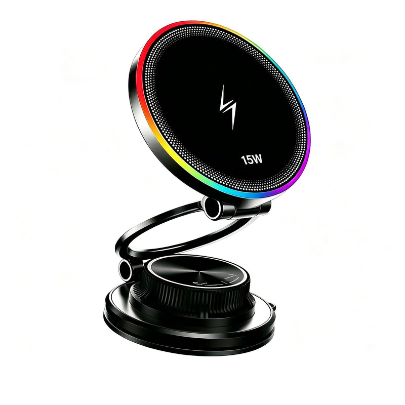 15W Fast Wireless Car Charger, Magnetic Dashboard Phone Holder, 360 Rotating Foldable Bracket, Compatible with MagSafe, Strong N52 Magnet & Gel Suction for iPhone17/16/15 pro and Samsung Smartphones