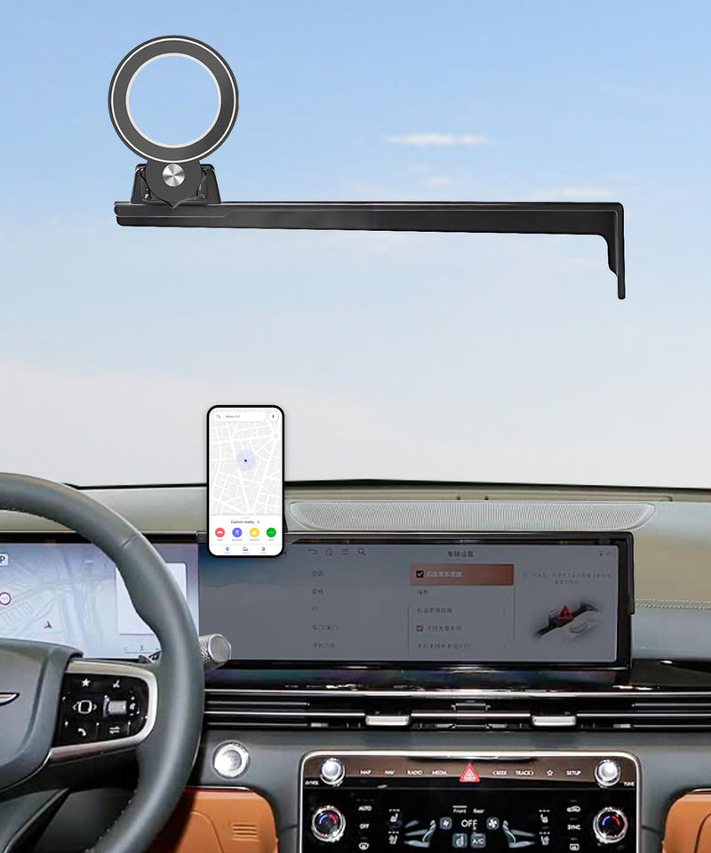 Car Phone Holder for 2025 2026 Genesis GV70/GV80/G80 Magnetic Accessories | 27-in Screen MagSafe Magnetic Cell Phone Mount, 360° Rotatable 3D Fit Navigation Clip-On Cradle, will Not Block Air Vents fit for 2025 2026 Genesis GV70/GV80/G80(27 Inch)