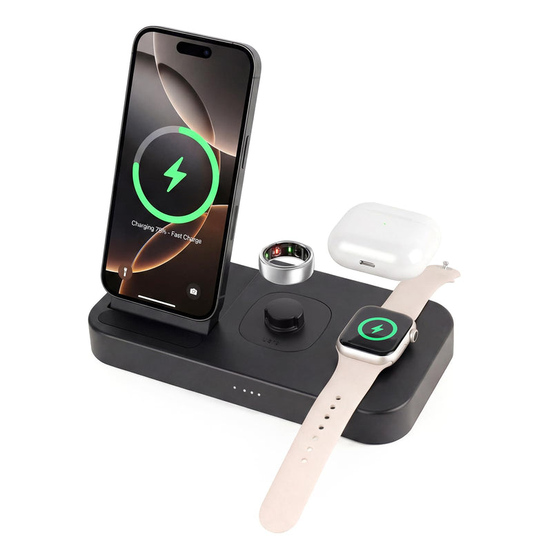 4 in 1 Fast Charging Station for Oura Ring Gen3 Charger, Charger for iPhone17/16/15/14/13/12, Apple Watch, AirPods, Samsung Galaxy S25/S24/S23/S22/S21, Galaxy Watch Buds (Size 7) Size 7