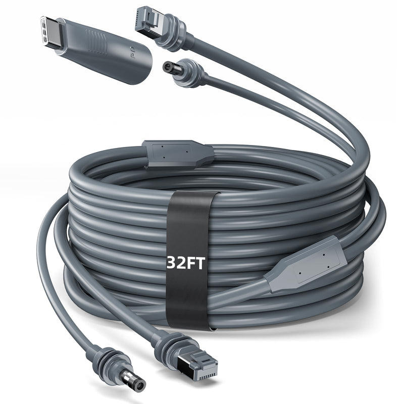 for Starlink Mini Ethernet Cable with Power Cord, 3 in 1 ( 32.8FT / 10M ) | RJ45 to RJ45 / DC to DC/DC to C, Replacement Waterproof Extension for Starlink Mini Cable Accessories 10.0 Meters