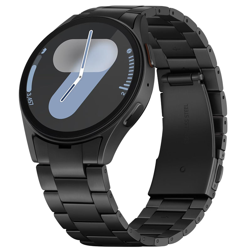 Anlinser Titanium Bands Compatible with Samsung Galaxy Watch 7/6/5/4/FE Band 44mm 40mm, for Galaxy Watch 6 Classic 47mm 43mm/5 Pro 45mm, No Gap Lightweight Metal Strap for Women Men (Black) Black