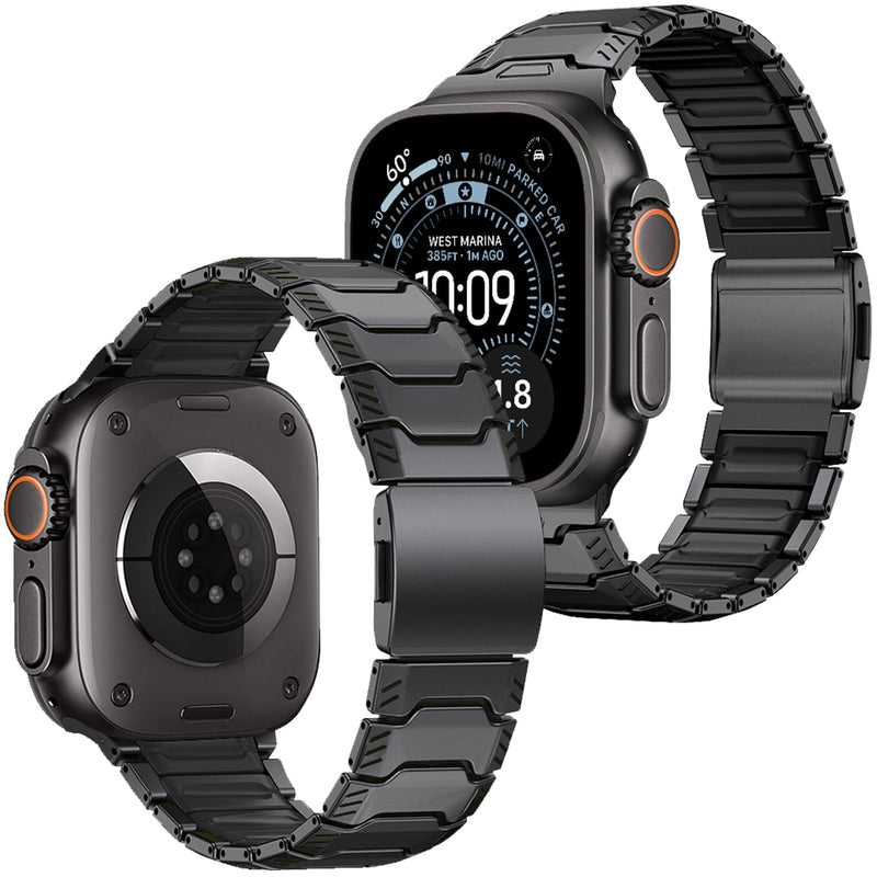 Titanium Watch Band Compatible with Apple Watch Ultra 3/2/1 (49mm) & Series 11/10 46mm 45mm 44mm 42mm SE 3/2/1 9 8 7 6 5 4, Lightweight Military-Grade Durable Metal Strap,Premium Color Match for Men Black&Black