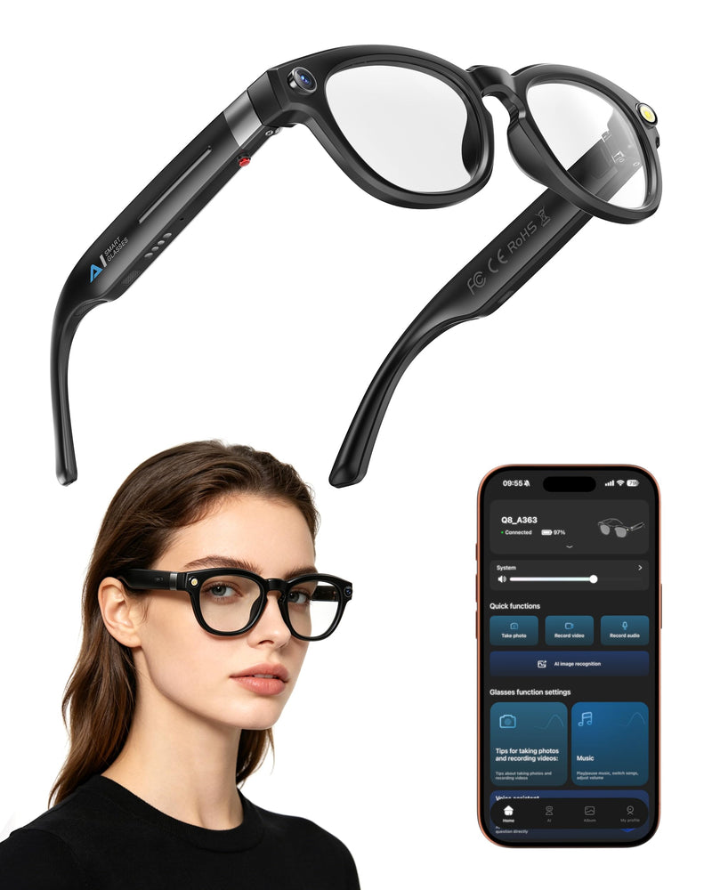 Matsusho AI Smart Glasses with 4K Camera Compatible for iPhone & Android | 13MP HD Video Recording Camera Glasses,Voice Control,Real-Time Translation,Bluetooth Call Smart Sunglasses for Men Women
