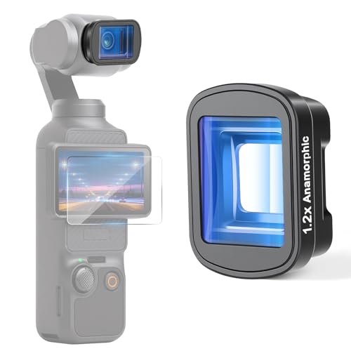 1.2X Anamorphic Lens Compatible with DJI Osmo Pocket 3 & Pocket 4 Only, 3 Elements 3 Groups Cinematic Optical Glass, Magnetic Lens Attachment for Widescreen Video & Film Look, Lightweight Gimbal Safe