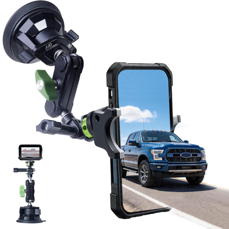 Semi Truck Phone Mount for Drivers, 360° Anti-Shake, Camera Ready | Class 8 Cab Phone and Camera Suction Mount, Ultra-durable Metal, for Kenworth, Peterbilt, Freightliner sprot