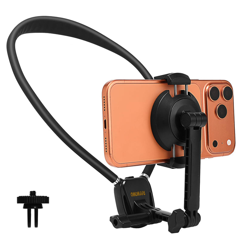Neck Phone Holder and POV Chest Mount with 1.5m Strap | Magnetic and clip-on mounting for hands-free filming while walking, cooking, hiking or vlogging; fits iPhone 12-17.