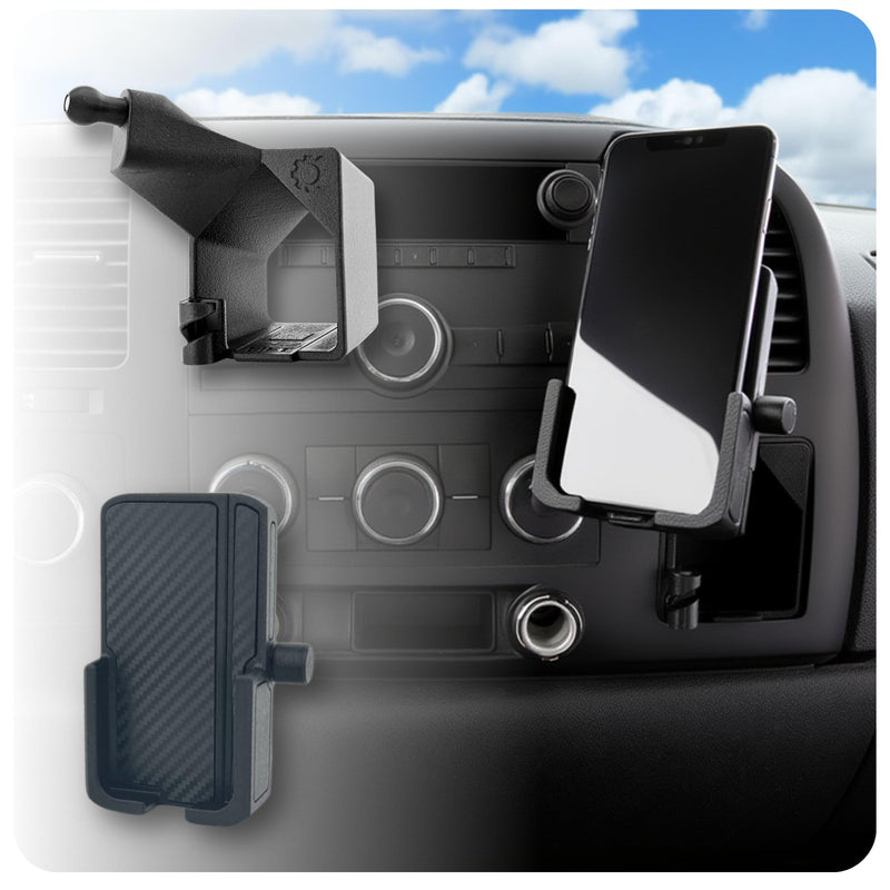 Phone Holder for Chevy Avalanche, Silverado WT/LT/LS 1500/2500 / 3500, GMC Sierra 1500/2500 / 3500. 2007-2014, Custom Mount for Chevrolet Truck, SUV (WT/LT/LTS) WT / LT / LTS