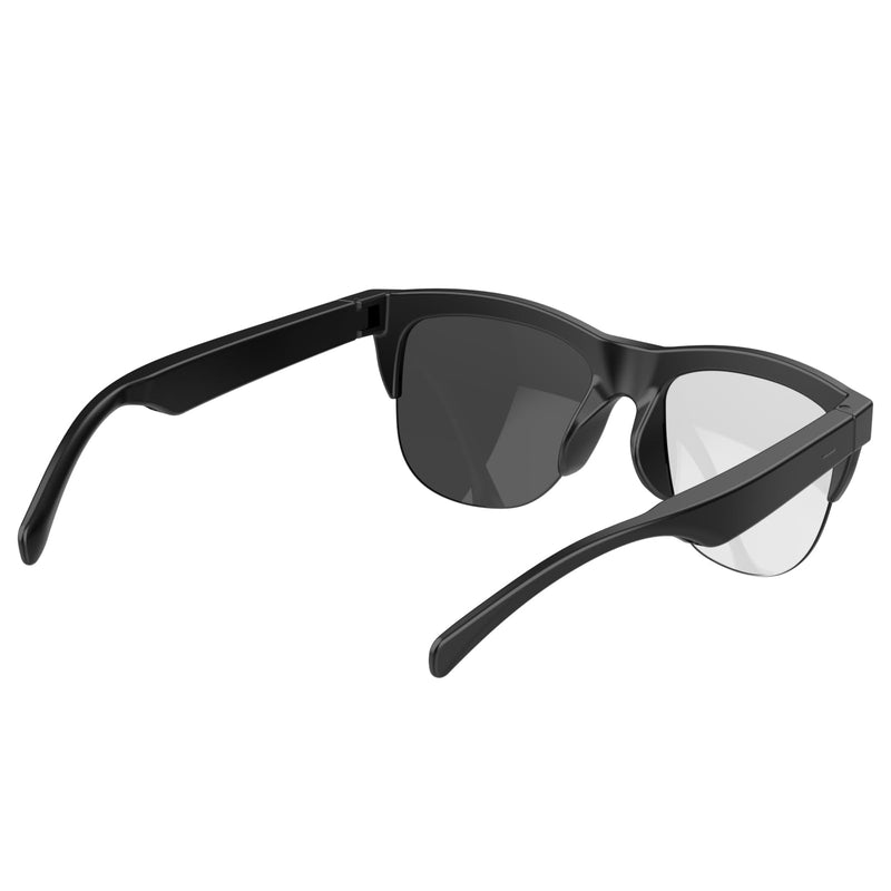 Wireless Smart Glasses Air Bone Conduction BT 5.3 - Open Ear Sport Sunglasses with HiFi Stereo Speakers, IP4 Waterproof, Touch Control, Polarized Anti Blue Light Lens for Driving, Running, Work American Black Frame-black Lens One Size Bluetooth