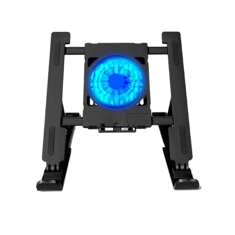 Adjustable Laptop Stand with Fan, Foldable Desktop Mount for Notebook or Tablet, Black
