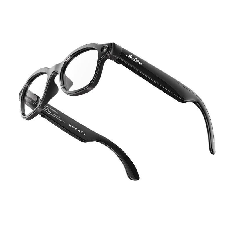 2026 New AI Smart Glasses with 13MP Camera, Wireless Charging, AI Voice Assistant, Real-Time Translation, Open-Ear Speakers for Audio, Bluetooth Video Recording Glasses for Work, Travel, 3 Lenses Black 32 GB