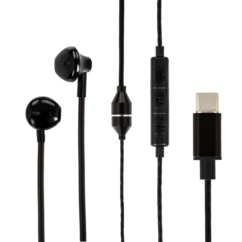 Wired Air Tube Anti-Radiation Headphones with Microphone, USB-C Plug, Radiation-Free Safe Earbuds for iPhone 15/16/17 Series, Android Phones& All USB-C Devices. (Black) Black