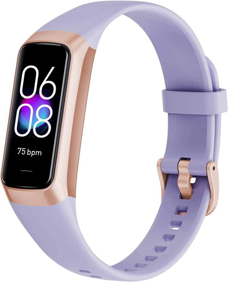 Fitness Tracker with 24/7 Blood Oxygen Heart Rate and Sleep Monitor,IP68 Waterproof,1.10''AMOLED Touch Color Screen,Step Counter Health Activity Trackers for Women Men (Purple) Purple