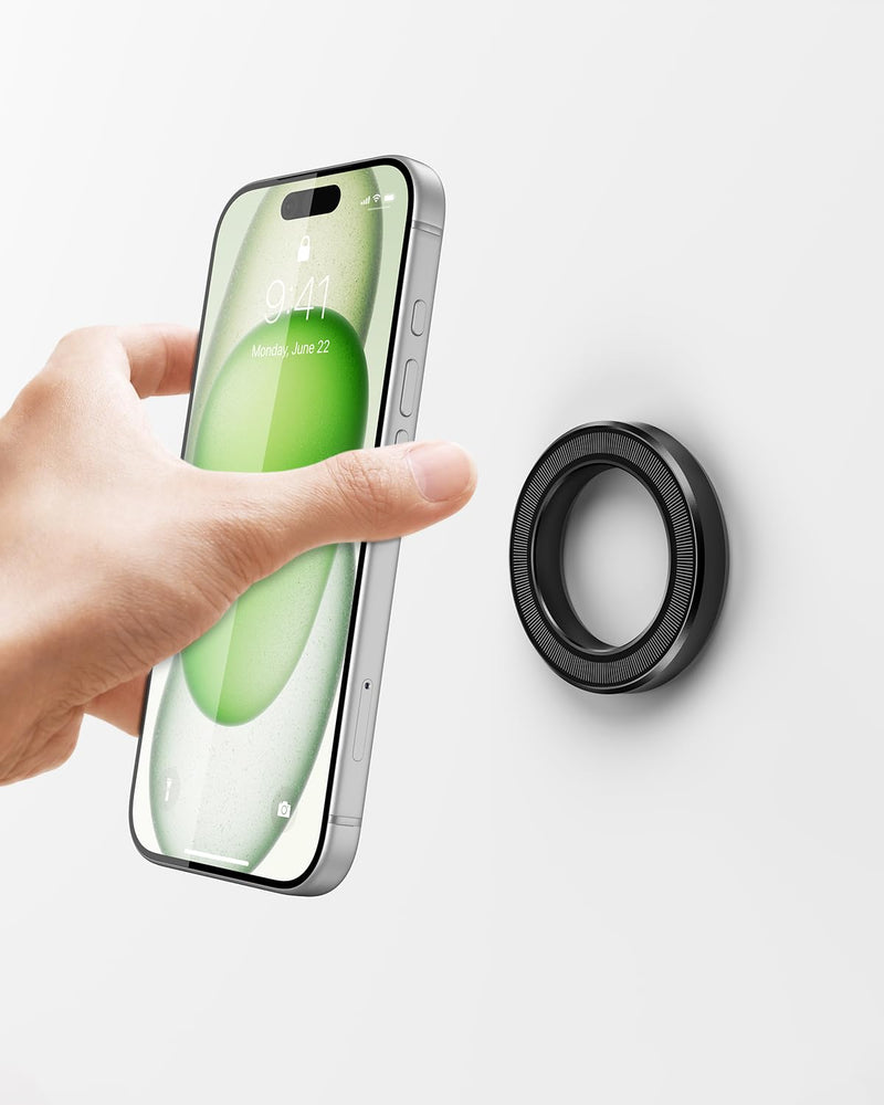 A2C Magnetic Wall Mount with 3M VHB, for Kitchen, Shower, Mirror, Office | 10mm Thick, 17 N52 Magnets, Strong Hold, Waterproof, Low Profile, Fits iPhone 12-17 & All Android (ring)