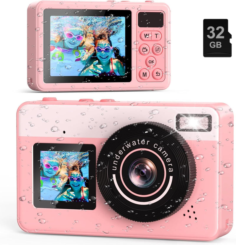 4K Waterproof Camera,10FT Underwater Digital Camera,48MP Floating Camera | for Snorkeling,Surfing,Swimming and Kayaking,Dual-Screen Selfie,Autofocus,18X Zoom,Fill Light,32GB Card,Type-C Rechargeable