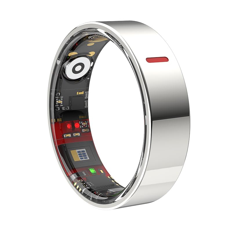 [ZenTech Lab] R20 Smart Ring - Silver - Size 11 - Crystal Case - Gift for Mom - Heart Rate Sleep Monitor, Step Counter, Multi-Sport Modes, IP68 Waterproof, 4-Day Battery Modern Bluetooth