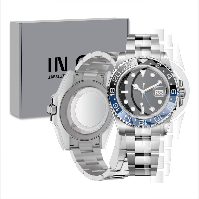 INCO Watch Protection Film Compatible with GMT Master II Ref. 126710,126711,126715 – 2-Pack TPU Guard for Case & Bracelet, Glossy Invisible Finish, Anti-Scratch (Oyster Bracelet)