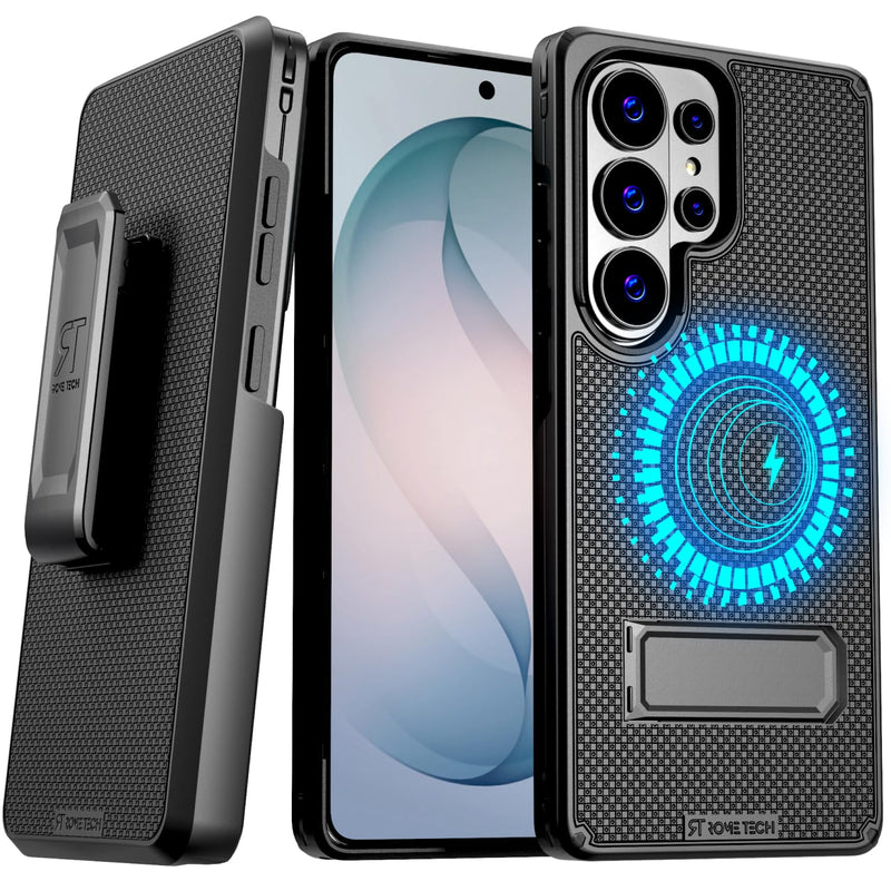 Designed for Samsung Galaxy S26 Ultra Case with Belt Clip Holster | Rugged Cover with Strong Magnet & Kickstand Heavy Duty Combo - Black