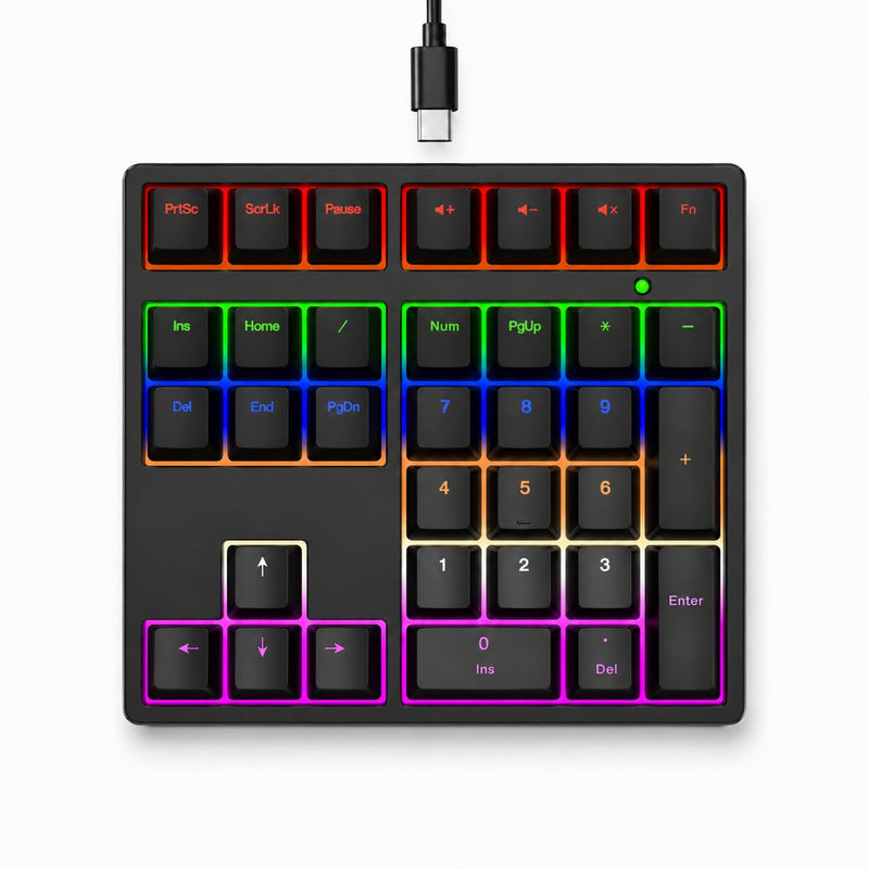 Diyeeni Mechanical Numeric Keypad, 34 Keys Black | Mechanical USB Wired Numpad, RGB Backlit, 15° tilt Ergonomic Number Pad, for Laptop Desktop Computer PC