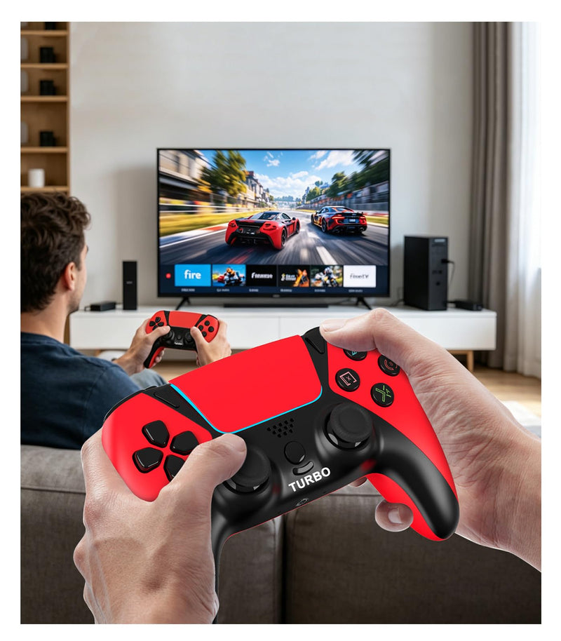 KentroGrip Alternative for Luna Controller for Fire TV Stick, Wireless Turbo Gamepad with ALPS Joysticks No Drift for Cloud Gaming, Rechargeable 1200mAh Power, 2 Back Buttons, Red