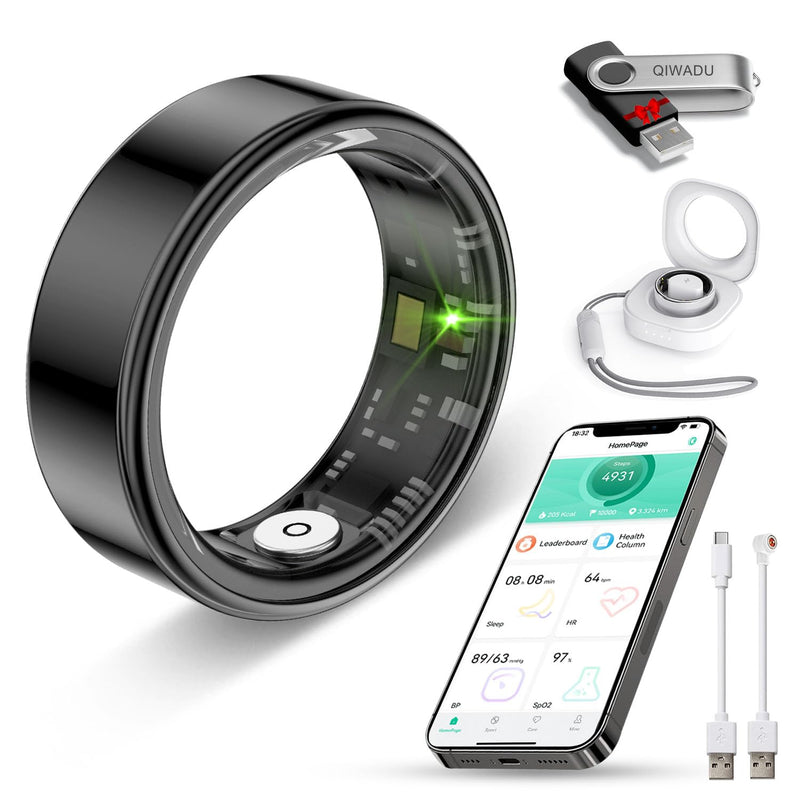 Smart Ring for Women Men Health Tracker - IP68 Waterproof Fitness Ring with Heart Rate/Blood Oxygen/Blood Pressure/Sleep Tracker/Step/Calories for iOS and Android,No Subscription Fee,Black 11