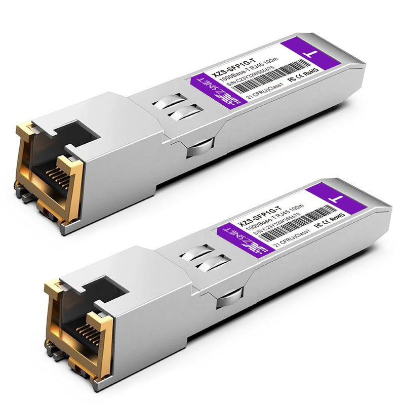 1000BASE-T SFP Transceiver, SFP to RJ45, 1.25G Copper SFP to Ethernet Module Compatible for Ubiquiti UniFi UF-RJ45-1G / UACC-CM-RJ45-1G, Mikrotik, Netgear, D-Link, Supermicro and More, 2 Pack 2 Packs