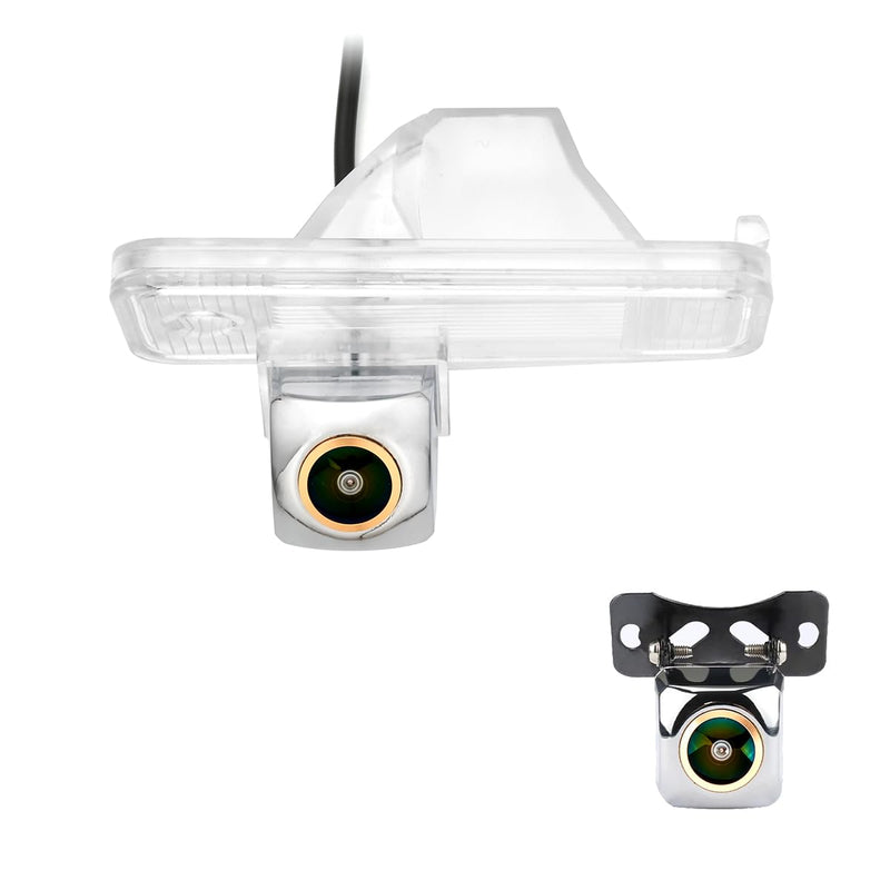 AHD 1080P/CVBS Car Rear View Fisheye Lens License Plate Camera with RCA Cable & Vehicle Camera for Hyundai Santa Fe/ ix45/ Maxcruz/KIA Carens RP MK3/KIA Rondo RP & HD Silver Backup Camera