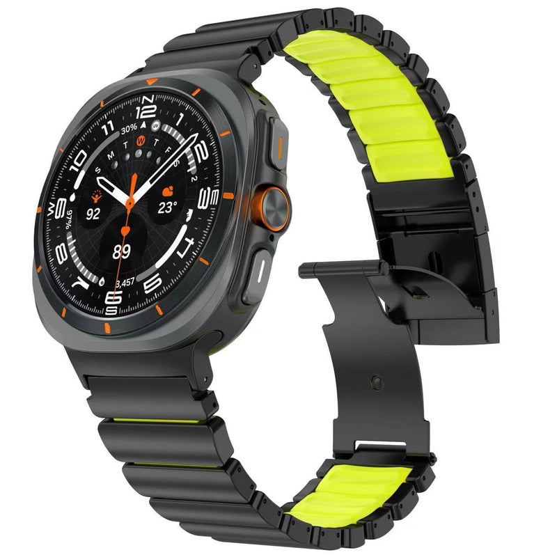 Titanium-Silicone Band for Galaxy Watch Ultra 2 1 (2026/2025/2024) | G2 Ti No Gap Metal Strap for Samsung Ultra 47mm | Silicone Lining,Anti-Slip, Lightweight,Hypoallergenic,Fit Wrist 6.3''-9'' black green