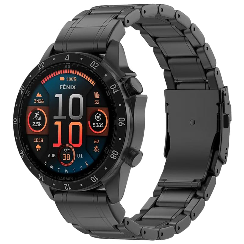 22mm 26mm Titanium QuickFit Metal Watch Band for Garmin Fenix 8 51mm/47mm, Epix Pro 51mm,Fenix 7/7X/6/6X, Ultra-Lightweight & Hypoallergenic Strap for Forerunner 965 970 955/Instinct 3 50mm/Tactix black