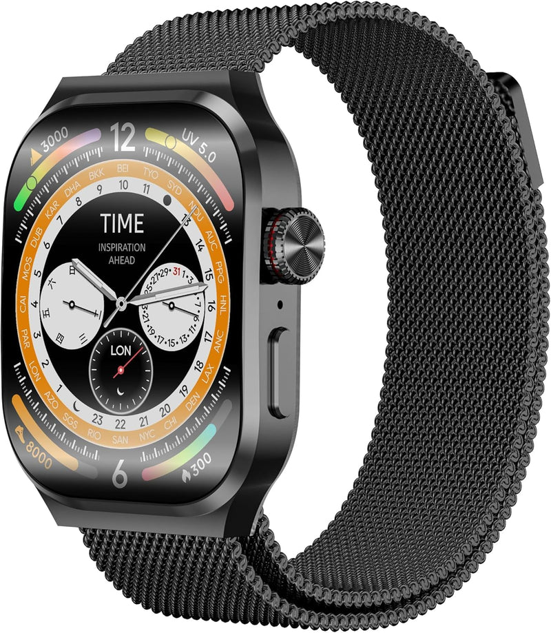 Maxee AI Smart Watch with Voice Recorder, Transcribe & Summarize with AI for Meetings, App Control, Supports 112 Languages,AMOLED Display, Health, Fitness & Sleep Tracker, 80+ Workout Modes