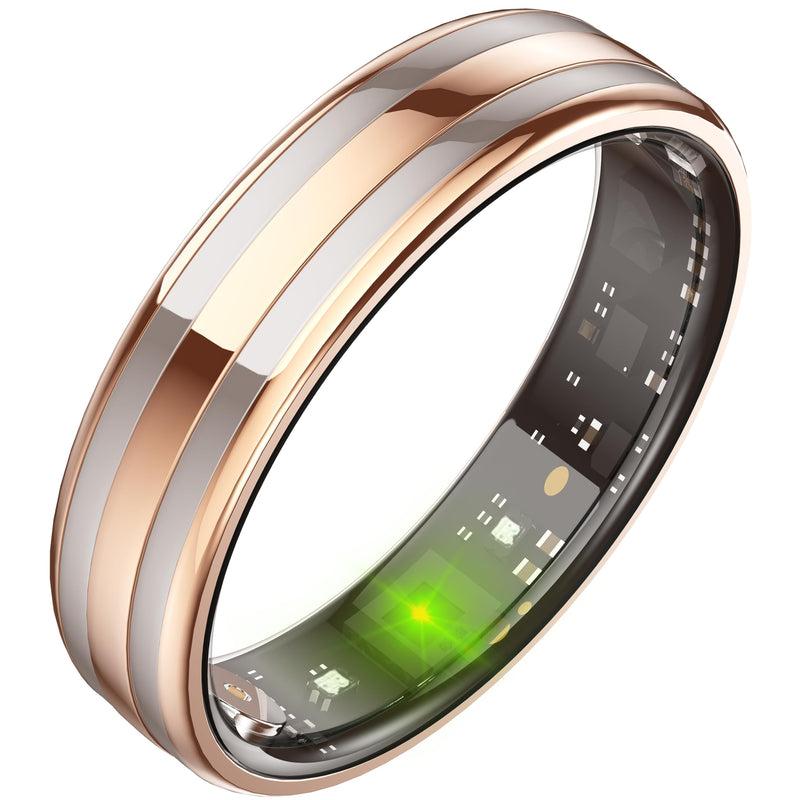 Smart Ring Ultra Narrow Heart Rate Monitor Slim Comfortable Sleep Ring Health Fitness Tracker Pedometer Step Counter Calories Waterproof Ladies Smart Rings for Women Men Anillo Inteligente Rose Gold #8