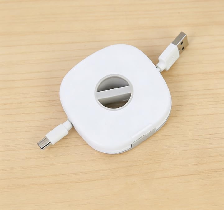 Practical Retractable Cable Management, Portable Cord Organizer with Mobile Phone Holder Function, Small Cable Holder for storing Data Cables and Headphone Cables (White) White
