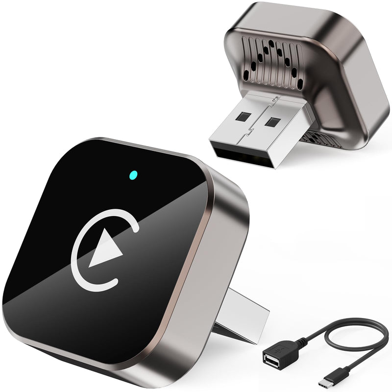 (2026 Upgraded) 2 in 1 Wireless CarPlay Adapter for Apple iPhone＆Android | Small Size,Plug and PlayFast Use Supports 1000+ Cars Wireless Adapter for CarPlay＆Android-No Latency to Screen(Silver) Silver