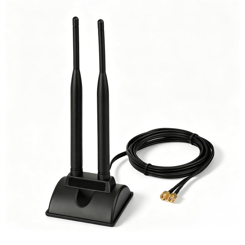Eightwood Dual Band WiFi 6 Antenna 5GHz 2.4GHz, RP-SMA Connector | Magnetic Base Antenna for Desktop PC Computer Gaming Motherboard PCIe WiFi Bluetooth Card