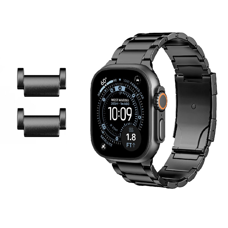 Upgraded Titanium Band Replacement Compatible with Apple Watch Band Ultra 3 Ultra 2/Ultra 49mm,iWatch Series 11/10 46mm,9/8/7 45mm,SE3/SE2/SE/6/5/4 44mm,3/2/1 42mm, Titanium Watch Band, Black